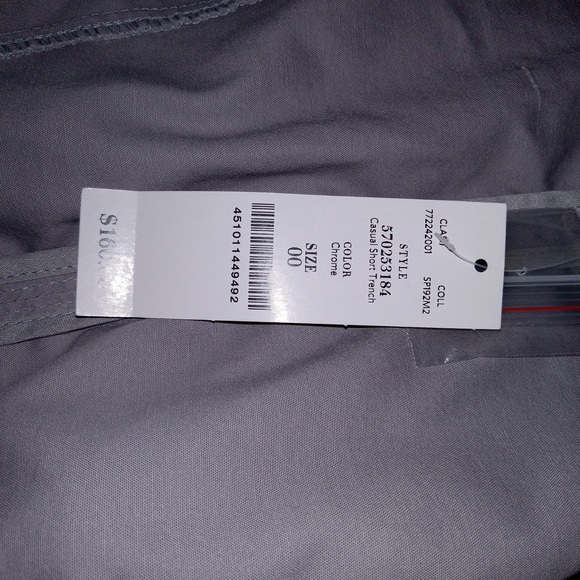 NWT White House Black Market Casual Short Chrome Color Trench Jacket Size 00 - Picture 13 of 16